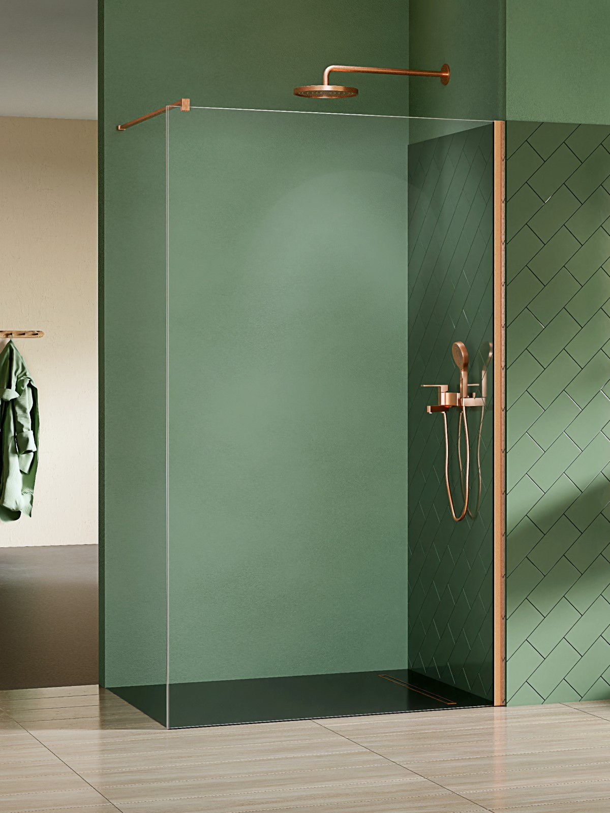 Kabina prysznicowa New Trendy Nesta 100x200 walk-in miedź uniwersalna K-1749
