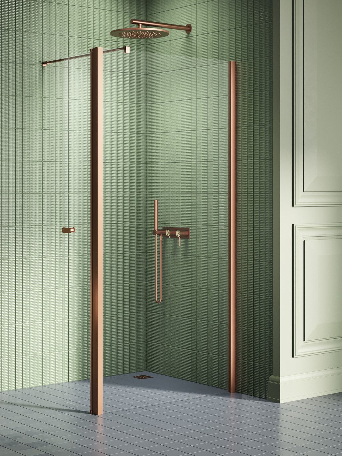 Kabina prysznicowa New Trendy New Soleo 100x195 walk-in miedź uniwersalna K-2119