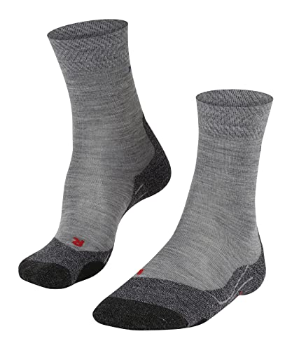 FALKE Mężczyźni Skarpety do wędrówek TK2 Explore Melange M SO Wełna Merynosa przeciw pęcherzom grube 1 Para, Szary (Mid Grey Melange 3530), 46-48
