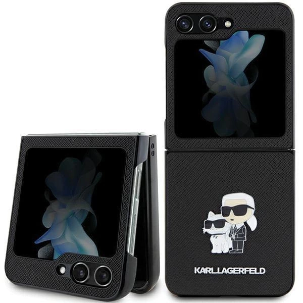 Etui Karl Lagerfeld Saffiano Karl&Choupette Pin do Samsung Galaxy Z Flip 5 - czarne
