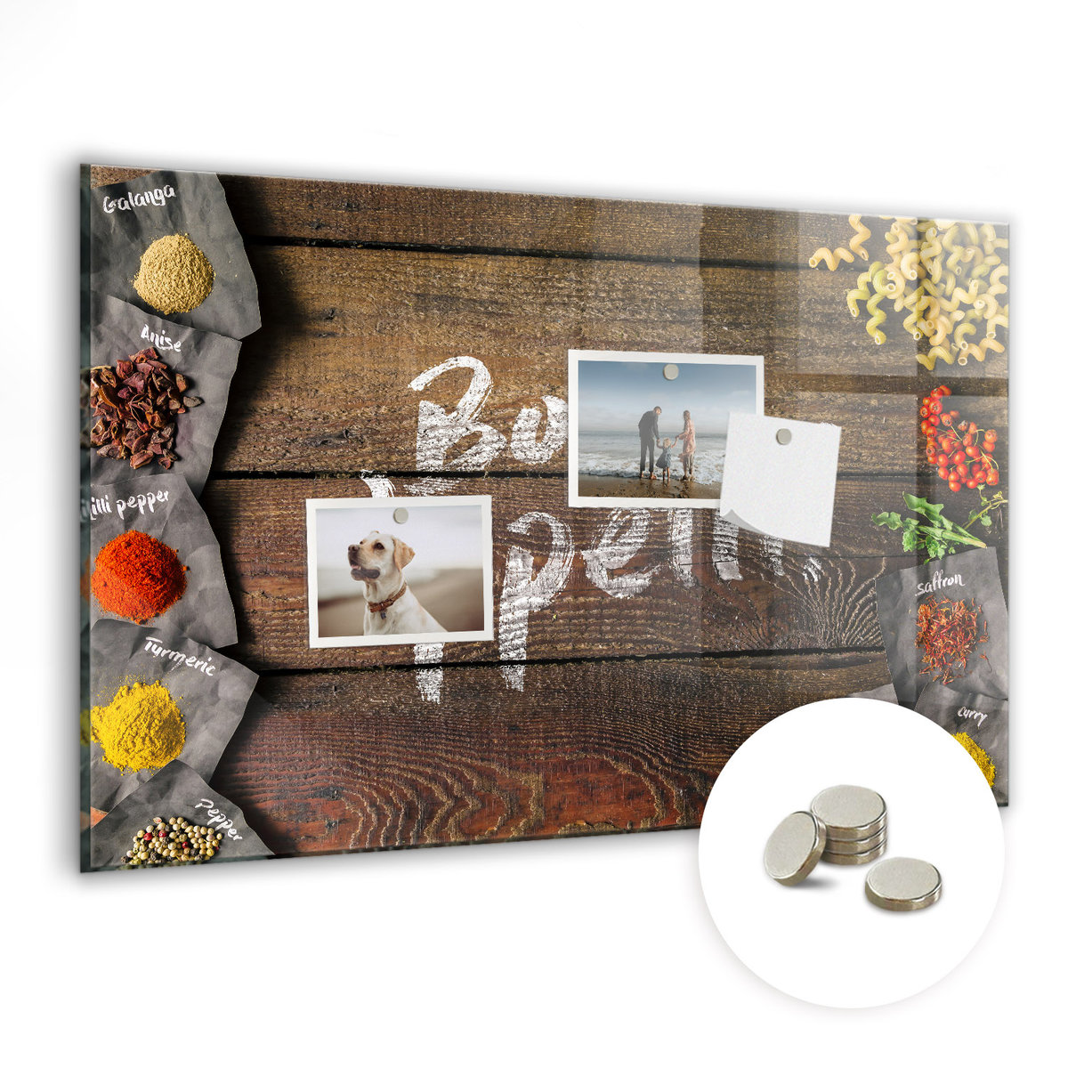 Tablica na Magnes, 60x40 cm + Magnesy, Napis bon appetit