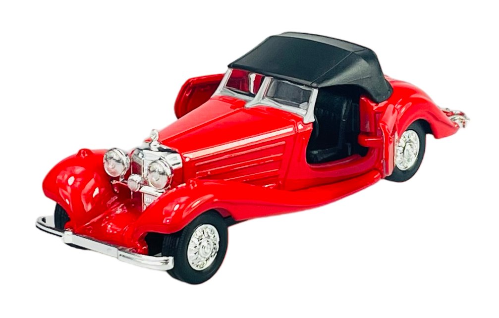 WELLY OLD TIMER 1936 MERCEDES-BENZ 500K CZERWONY Z DACHEM 1:34 SAMOCHÓD NOWY METALOWY MODEL