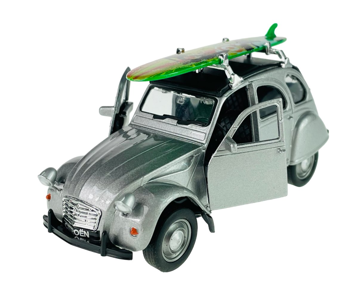 WELLY CITROEN 2CV Z DESKĄ SREBRNY 1:34 SAMOCHÓD NOWY METALOWY MODEL