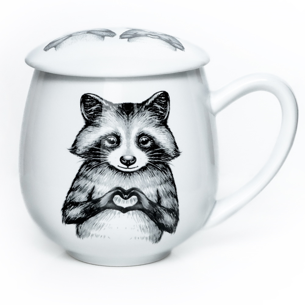 Kubek z zaparzaczem i pokrywką szop i leniwiec – idealny zestaw do parzenia herbaty, uroczy prezent dla mamy, taty, babci, dziadka