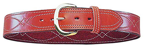 Bianchi Gun Leather B9 fantazyjny zszywany pasek, 4 cm szerokości, wykończenie, mosiężna klamra, SZ36 (12291)