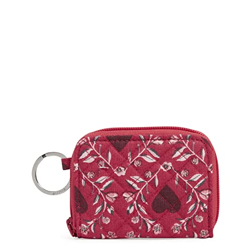 Vera Bradley Damski bawełniany mały portfel zapinany na zamek błyskawiczny z ochroną RFID, Imperial Hearts Red - bawełna z recyklingu, jeden rozmiar