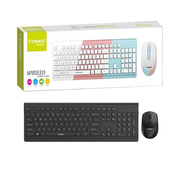Forev Klawiatura Bezprzewodowa + Mysz Zestaw Bussines Czarna Fv-W306
