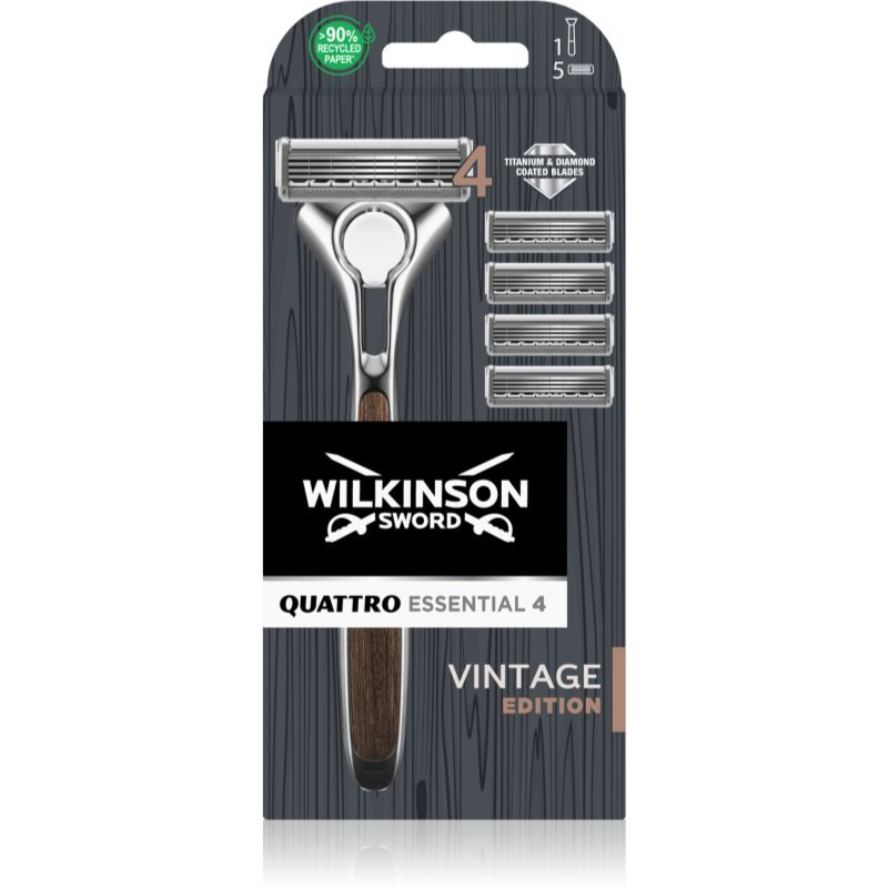 Wilkinson Sword Quattro Essentials 4 Vintage maszynka do golenia zapasowe ostrza 4 szt. 1 szt.