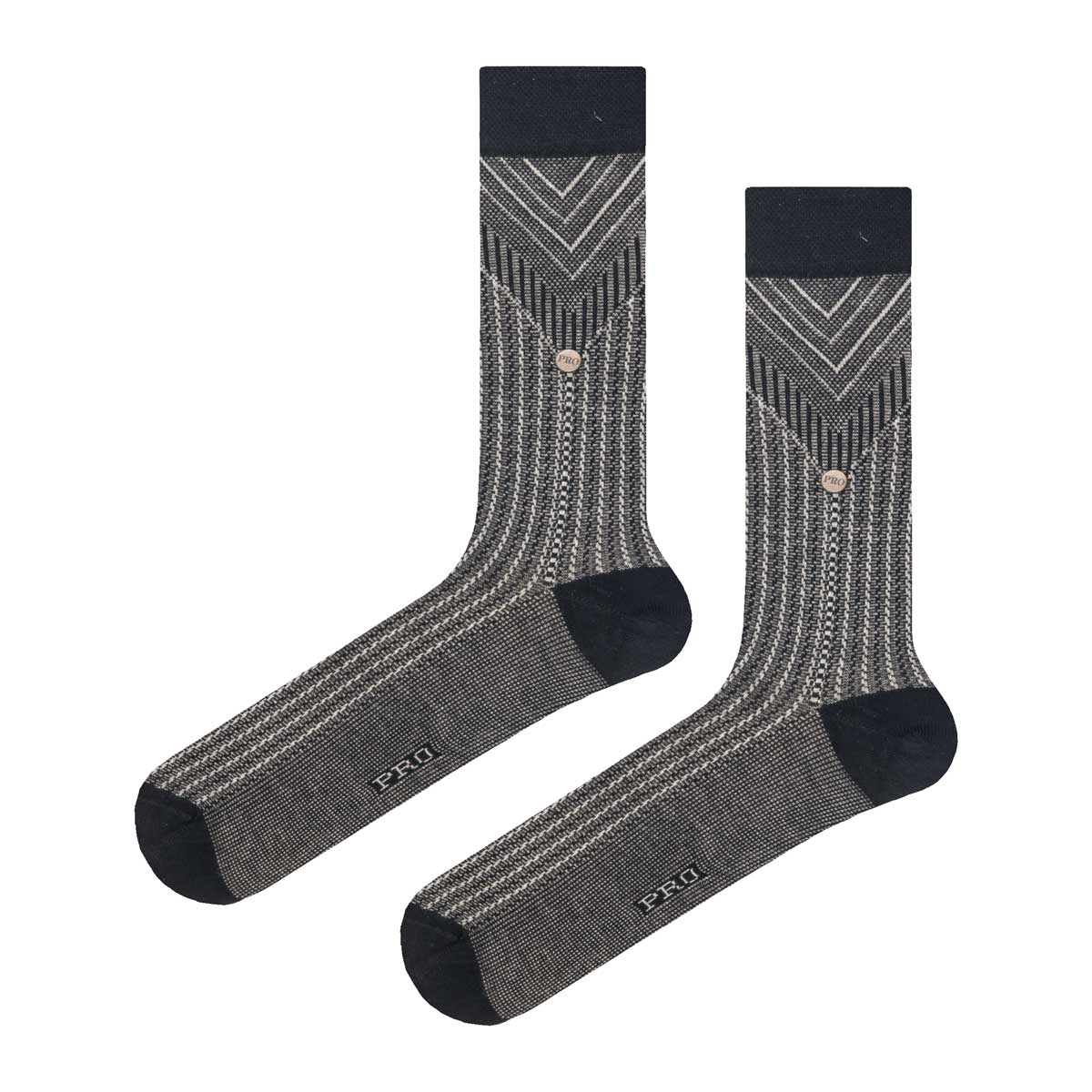 Skarpety garniturowe bambusowe czarno-beżowe mikrowzór EM - EM Men's Accessories