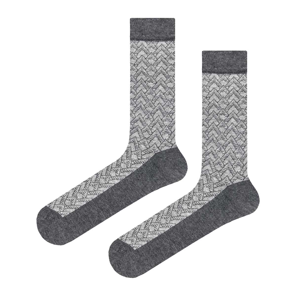 Skarpety bambusowo-wełniane szare jodełka EM - EM Men's Accessories