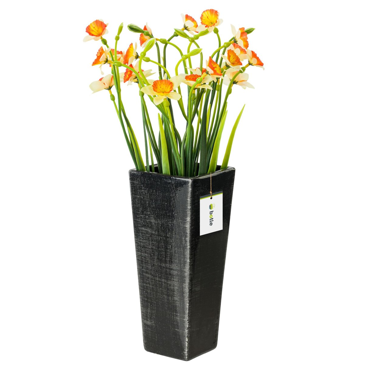 Wazon Ceramiczny Trapez  Czarny srebrny