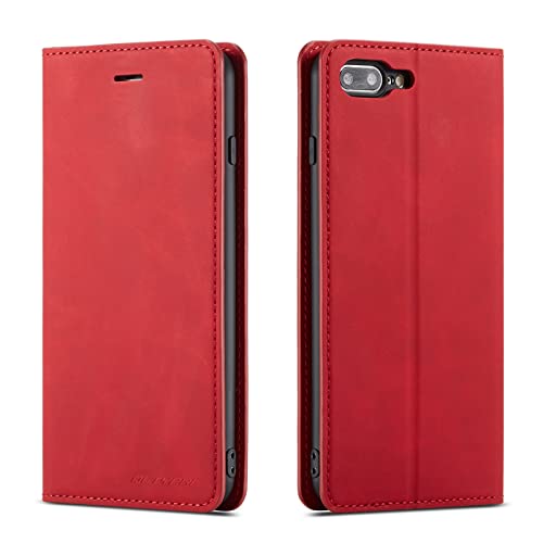 QLTYPRI Etui na iPhone 7 Plus 8 Plus, wysokiej jakości skóra PU, osłona TPU zderzak z uchwytem na karty, podpórka, ukryta adsorpcja magnetyczna, etui z klapką w stylu portfela do iPhone 7 Plus 8 Plus