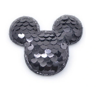 Naszywka Myszka Mickey z cekinami, czarna