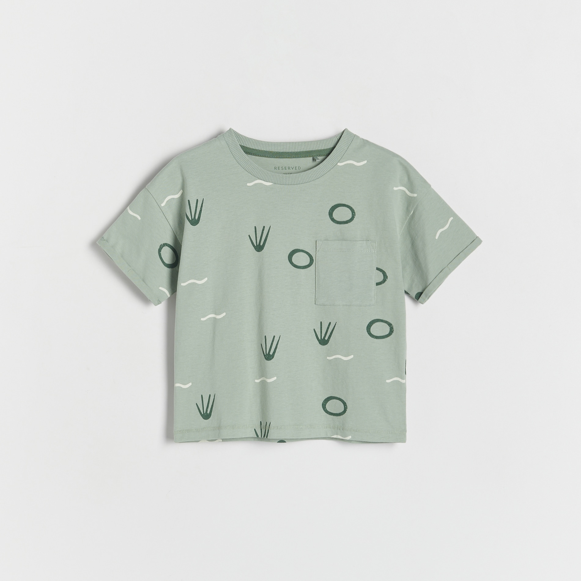 Reserved - T-shirt oversize z kieszonką - Zielony