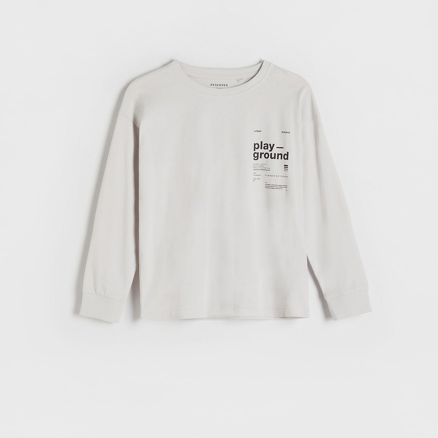 Reserved - Longsleeve oversize z nadrukiem - Jasny szary