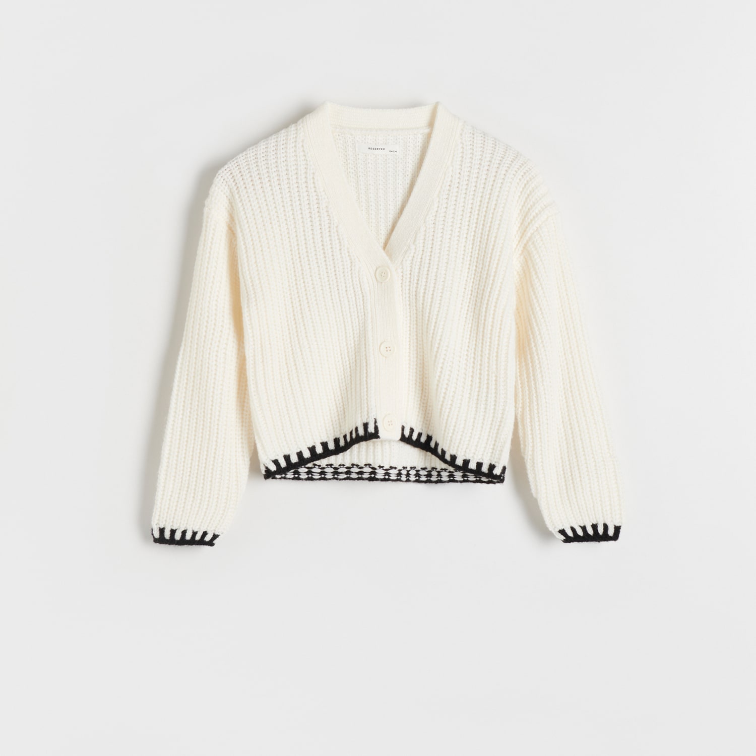 Reserved - Kardigan z ozdobnymi brzegami - Kremowy