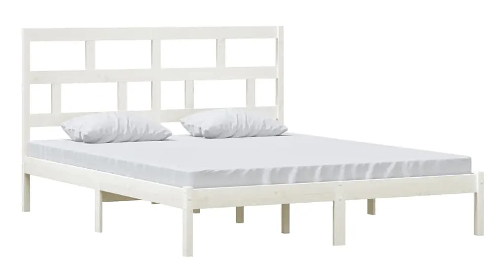Białe drewniane podwójne łóżko 160x200 K9-C85