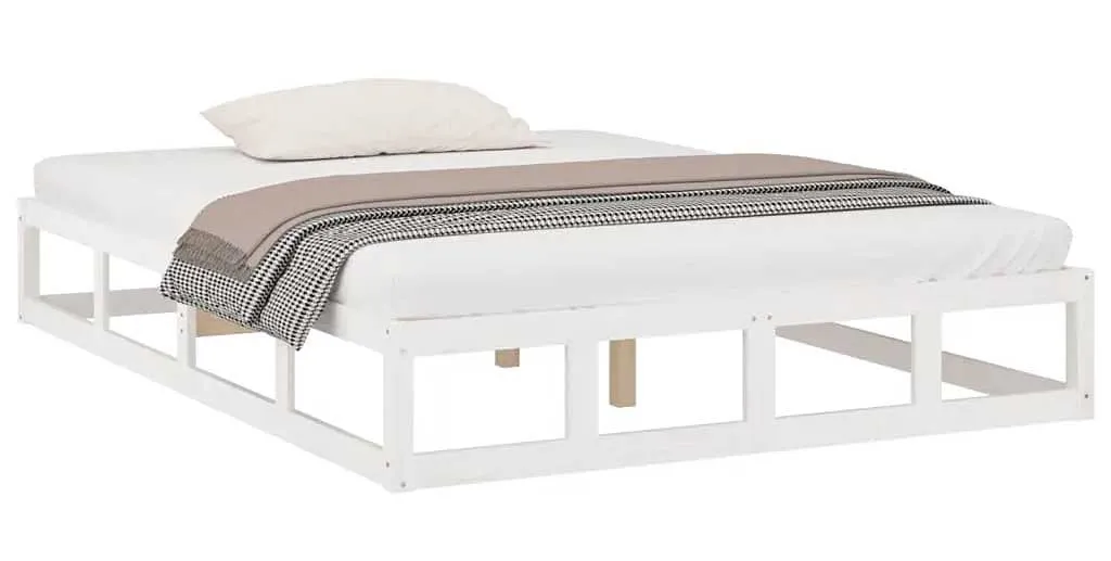Białe małżeńskie łóżko z drewna 160x200 M6-P52