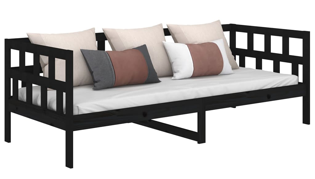 Czarne drewniane łóżko dzienne 80x200 - Zanari 3X
