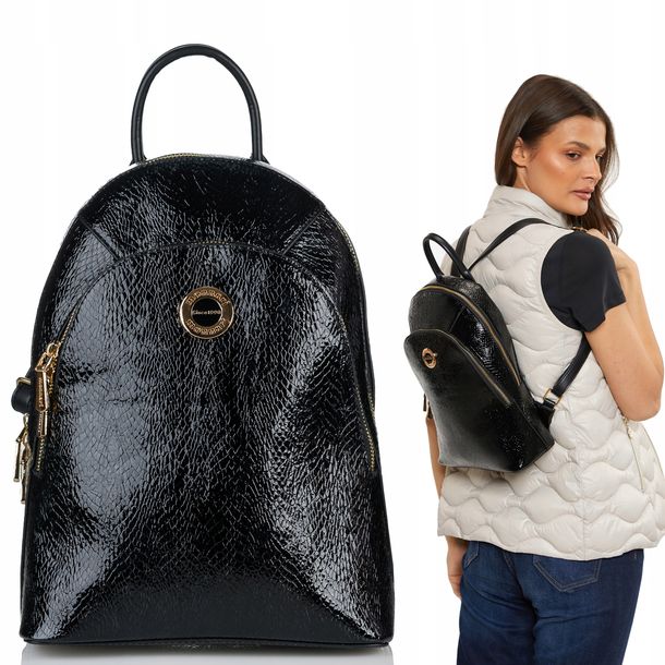 Plecak Damski MONNARI Stylowy Miejski Czarny Logo