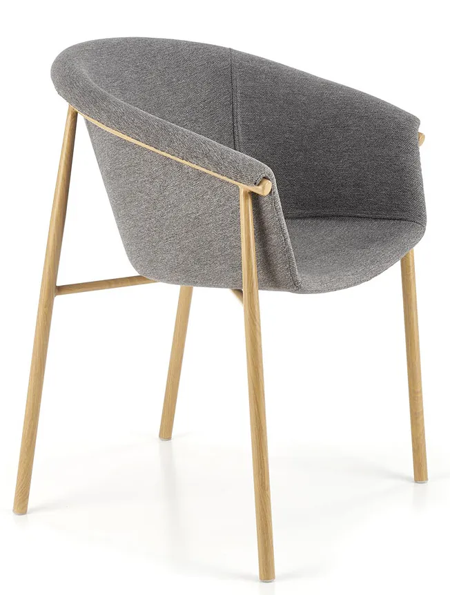 Szare tapicerowane krzesło kubełkowe A4-T70