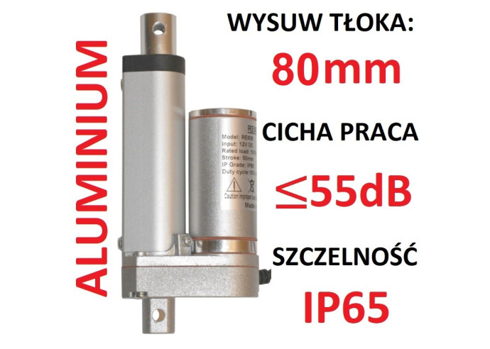 SIŁOWNIK ELEKTRYCZNY 12V SILNIK LINIOWY 80mm 1000N