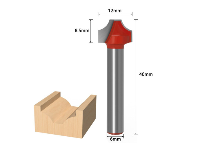 Frez kształtowy zaokrąglający rowkujący 6x12mm TCT 3D Carving