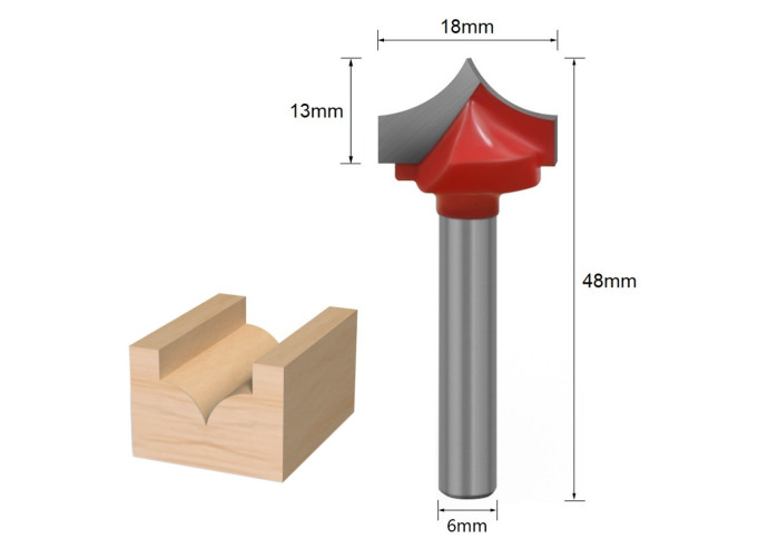 Frez kształtowy zaokrąglający wklęsły 6x18mm TCT 3D Carving