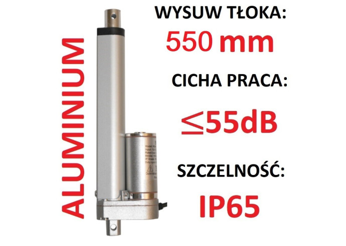 SIŁOWNIK ELEKTRYCZNY 12V SILNIK LINIOWY 550mm 450N 13mm/s