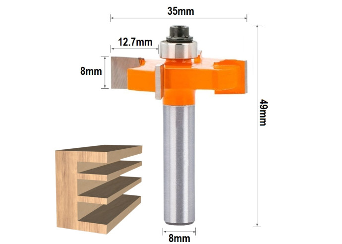 Frez Typ T rowkujący do strugania drewna z łożyskiem 35x8mm chwyt 8mm / 4 ostrza
