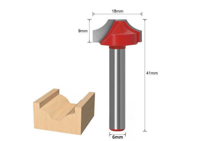 Frez kształtowy zaokrąglający rowkujący 6x18mm TCT 3D Carving