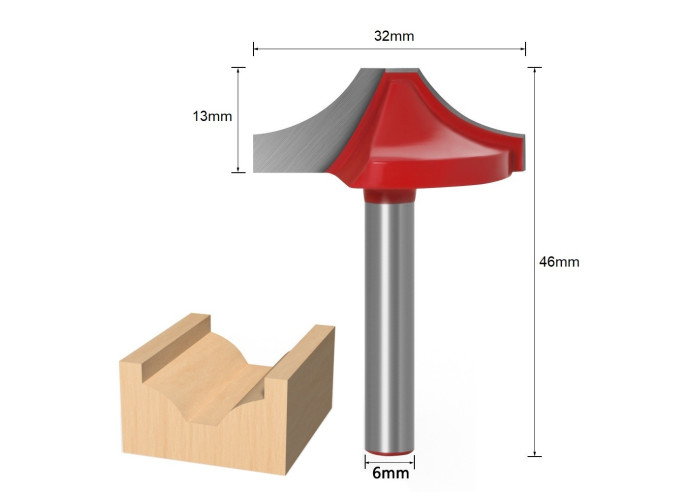 Frez kształtowy zaokrąglający rowkujący 6x32mm TCT 3D Carving