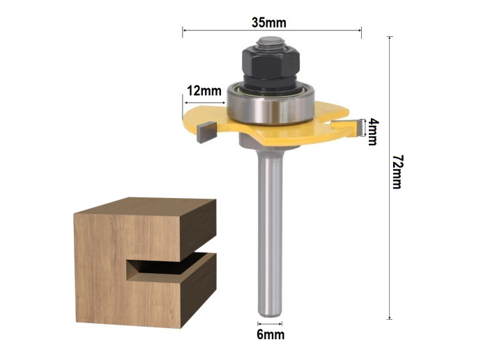 Frez Typ T rowkujący piłkowy z łożyskiem do drewna 46x4mm chwyt 6mm / 3 ostrza