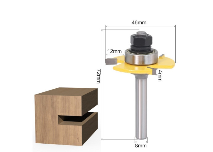 Frez Typ T rowkujący piłkowy z łożyskiem do drewna 46x4mm chwyt 8mm / 3 ostrza