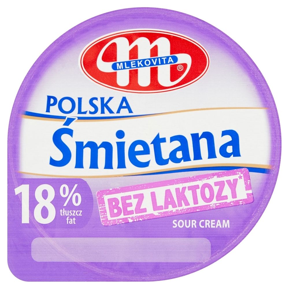 Mlekovita Polska śmietana ukwaszona 18% tłuszczu bez laktozy