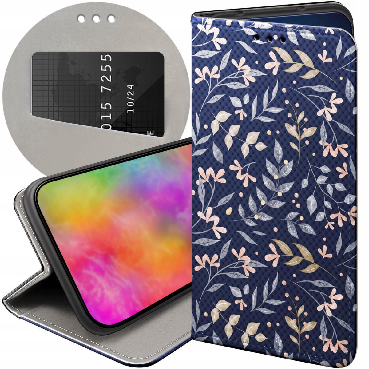 ETUI Z KLAPKĄ DO XIAOMI REDMI NOTE 9 WZORY FLORAL BOTANIKA BUKIETY FUTERAŁ