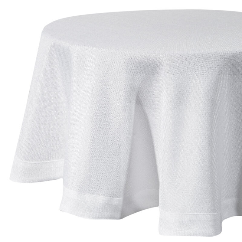 Obrus Stella 2 150 cm okrągły biały o strukturze płótna Eurofirany