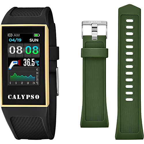Calypso Zegarek Model K8502 / 4 z kolekcji SMARTWATCH, etui 23,80/41,30 mm z czarnym gumowym paskiem dla kobiet K8502/4, jednokolorowy, pasek