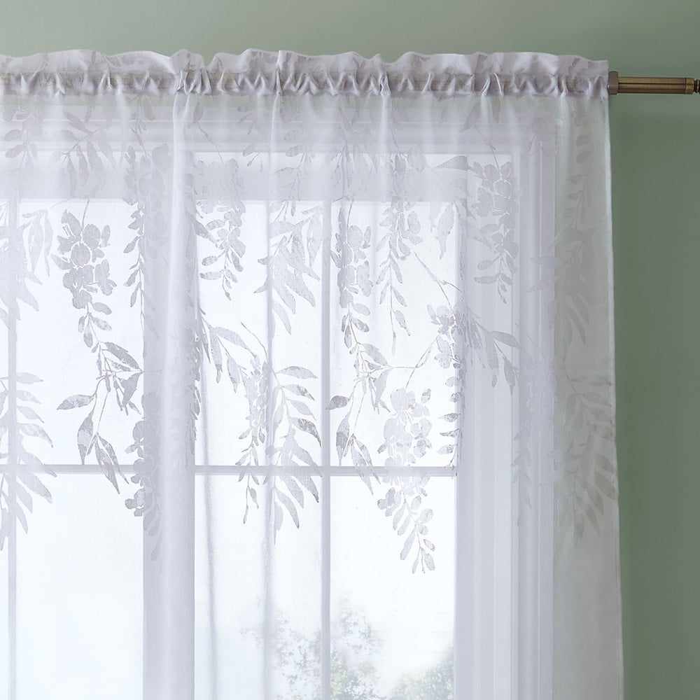 Biała firanka 140x137 cm Wisteria Floral – Catherine Lansfield