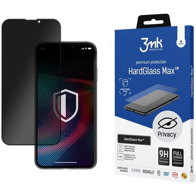 3MK Szkło HardGlass Max Privacy dla iPhone 13/13 Pro, czarne 5903108444415