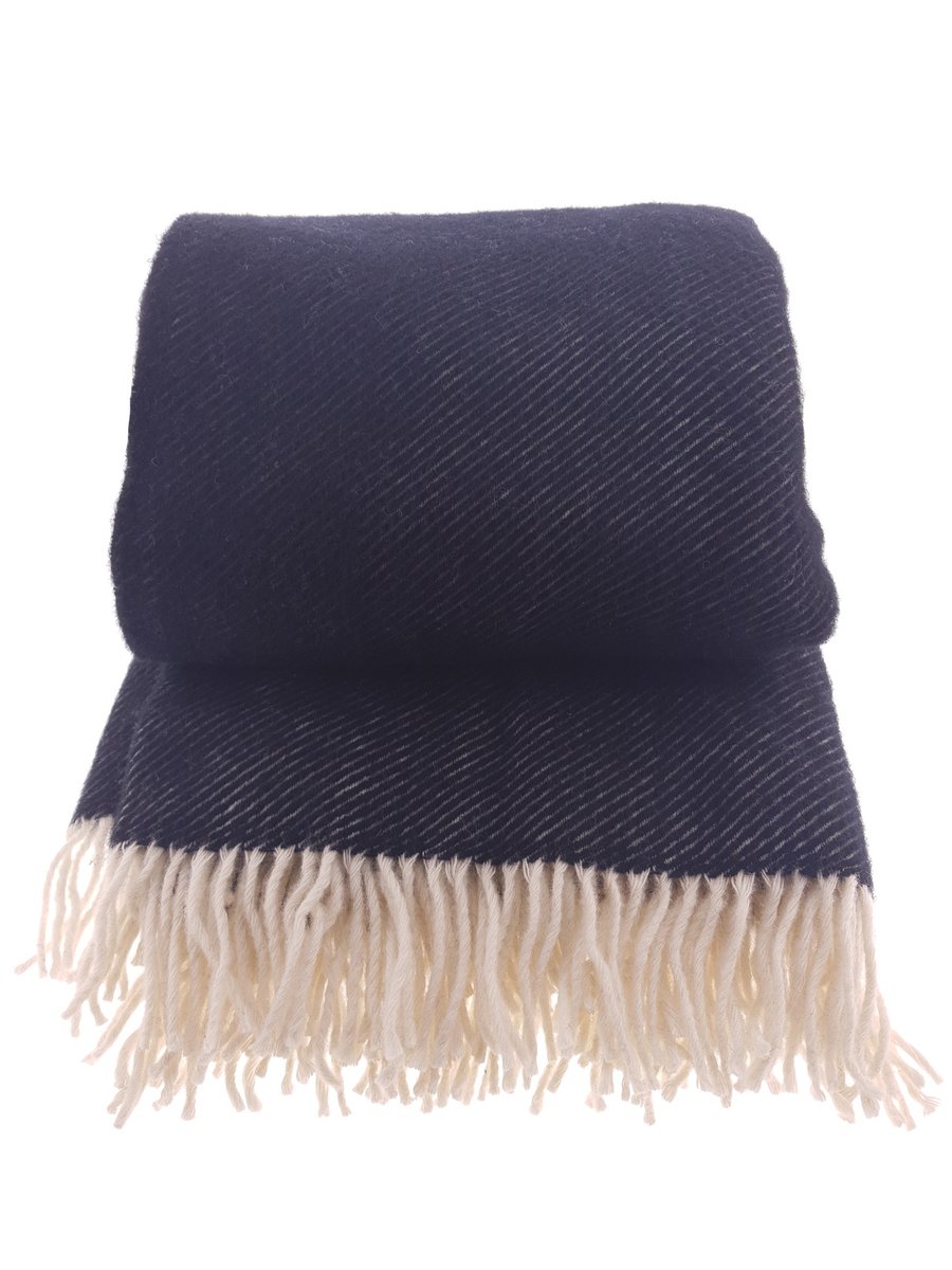 Koc z wełny nowozelandzkiej MAGDA 150x200 diagonalny czarny