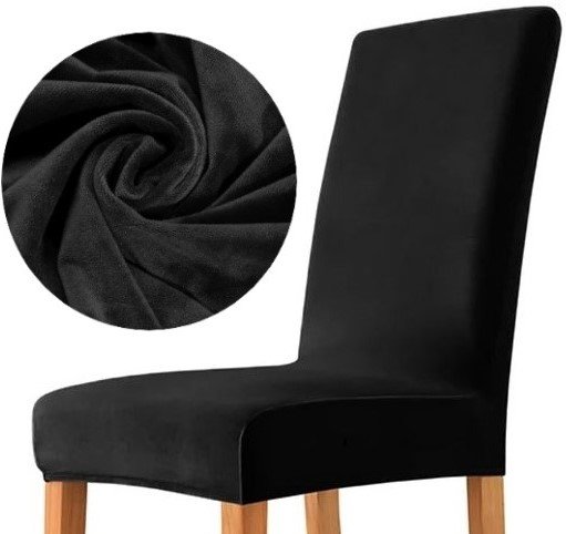 Pokrowiec Na Krzesło Welur Premium Aksamit Elastyczny Czarny