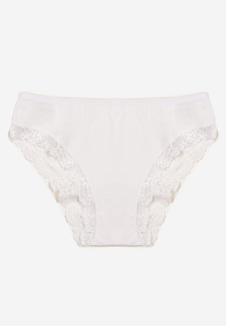Białe Bawełniane Majtki Figi z Koronką Mergea