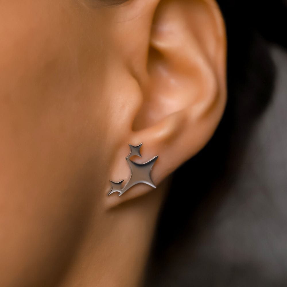 Kolczyki srebrne emotka gwiazdki wkrętki ze stali szlachetnej