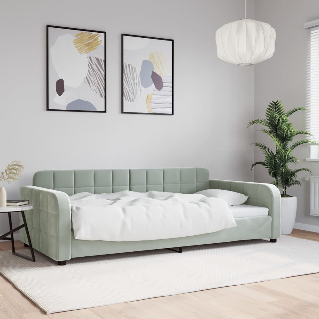 vidaXL Sofa z funkcją spania, jasnoszara, 100x200 cm, obita aksamitem