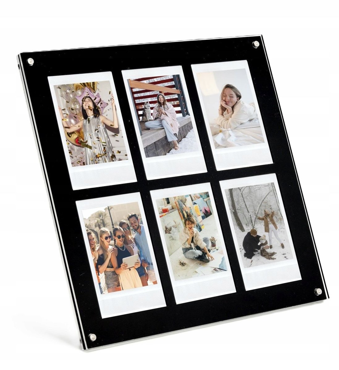 Ramka Stojąca Na 6 Zdjęć Do Fujifilm Instax Mini / Xiaomi / Polaroid / Canon / Hp / Kodak - Zink / Czarny