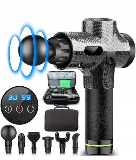 PISTOLET DO MASAŻU MOCNY MASAŻER MASSAGE GUN KOŃCÓWKI