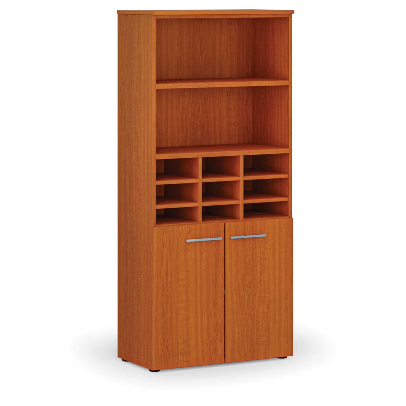 Regał sortujący PRIMO WOOD, 800 x 420 x 1781 mm, 9 przegród, czereśnia
