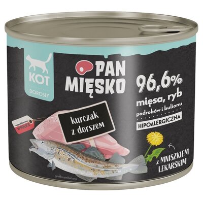 Pan Mięsko kurczak z dorszem mokra karma dla kota waga 12x200 g