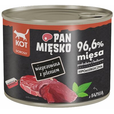 Pan Mięsko wieprzowina z jeleniem mokra karma dla kota waga 12x200 g